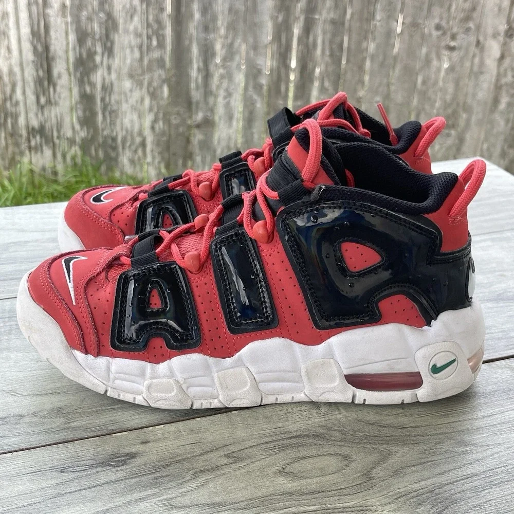 Nike Air More Uptempo Shoes Boys 6Y Red Black 
